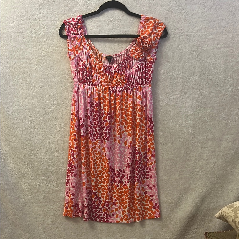 Madison Orange Pink Cap Sleeve Scoop Neck Midi Sundress